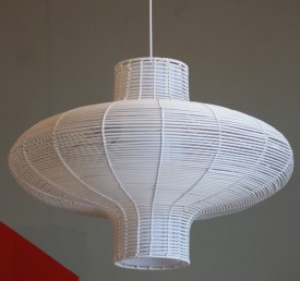 Witte rieten hanglamp